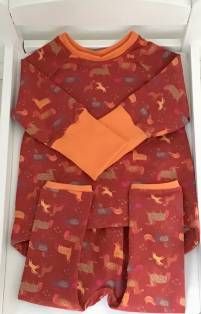 Shirt M&auml;dchen mit Hose, orange, Pferde